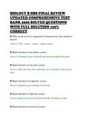 BIOLOGY B HBS FINAL REVIEW &NewLine;UPDATED COMPREHENSIVE TEST &NewLine;BANK 2026 SOLVED QUESTIONS &NewLine;WITH FULL SOLUTION 100&percnt; &NewLine;CORRECT 