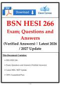 BSN 266 HESI Med Surg Exam V1&comma; V2 & V3 &ndash; Complete 3-Practice Test Bundle &vert; Questions with Verified Answers & Rationales &vert; Latest 2026&sol;2027 Update