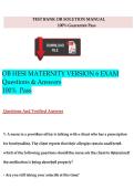 TEST BANK OR SOLUTION MANUAL&NewLine;100&percnt; Guarantee Pass&NewLine;OB HESI MATERNITY VERSION 6 EXAM&NewLine;Questions & Answers