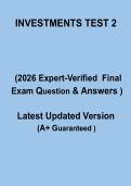 Investments Test 2&colon; Complete Study Guide & Practice Questions PDF