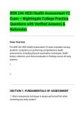 BSN 246 HESI Health Assessment V2&NewLine;Exam &ndash; Nightingale College Practice&NewLine;Questions with Verified Answers &&NewLine;Rationales&NewLine;Exam Overview&NewLine;The BSN 246 HESI Health Assessment V2 exam evaluates nursing&NewLine;students' competency in performing comprehensive hea