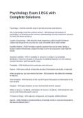 Psychology Exam 1 ECC with Complete Solutions