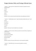 Rutgers Business Policy and Strategy Ultimate Exam