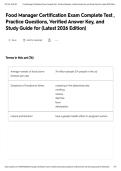 Food Manager Certification Exam Complete Test &comma; Practice Questions&comma; Verified Answer Key&comma; and Study Guide for &lpar;Latest 2026 Edition&rpar;&NewLine;&NewLine;