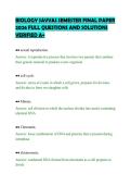 BIOLOGY SAVVAS SEMESTER FINAL PAPER &NewLine;2026 FULL QUESTIONS AND SOLUTIONS &NewLine;VERIFIED A&plus; 