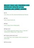 BIOLOGY TODAY AND TOMORROW WITH &NewLine;PHYSIOLOGY UPDATED ACTUAL &NewLine;QUESTIONS AND CORRECT ANSWERS