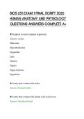 BIOS 251 EXAM 1 FINAL SCRIPT 2026 &NewLine;HUMAN ANATOMY AND PHYSIOLOGY &NewLine;QUESTIONS ANSWERS COMPLETE A&plus;