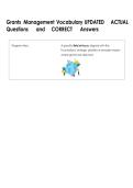 Grants Management Vocabulary UPDATED     ACTUAL    &NewLine;Questions     &NewLine; and     &NewLine;Program Area &NewLine;CORRECT      Answers