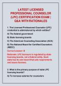 2026-2027 LATEST LICENSED&NewLine;PROFESSIONAL COUNSELOR&NewLine;&lpar;LPC&rpar; CERTIFICATION EXAM &vert;&NewLine;Q&A WITH RATIONALES