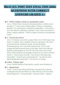BKAT ICU POST TEST FINAL TEST 2026&NewLine;QUESTIONS WITH CORRECT&NewLine;ANSWERS GRADED A&plus;