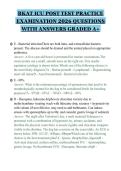 BKAT ICU POST TEST PRACTICE&NewLine;EXAMINATION 2026 QUESTIONS&NewLine;WITH ANSWERS GRADED A&plus;
