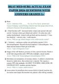 BKAT MED-SURG ACTUAL EXAM&NewLine;PAPER 2026 QUESTIONS WITH&NewLine;ANSWERS GRADED A&plus;