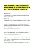 WGU D489 DEN1 TASK 1 CYBERSECURITY&NewLine;MANAGEMENT PLAN FINAL PAPER 2026&NewLine;FULL SOLUTION REVIEW GRADED A&plus;
