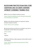 BLOOD BANK PRACTICE EXAM 2026 CORE &NewLine;QUESTIONS AND ACCURATE ANSWERS &NewLine;ANTIBODY SCREENING TRAINING PACK