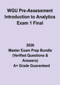 WGU Pre-Assessment Introduction to Analytics Exam 1 Final&colon; Complete Study Guide & Practice Questions PDF