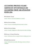 ACCOUNTING PRINCIPLES VOLUME 1&NewLine;QUESTION SET WITH RATIONALES AND&NewLine;ACCOUNTING THEORY AND APPLICATION&NewLine;REVIEW 2026