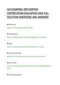 ACCOUNTING 28TH EDITION&NewLine;CERTIFICATION EVALUATION 2026 FULL&NewLine;SOLUTION QUESTIONS AND ANSWERS