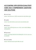 ACCOUNTING 28TH EDITION EXAM STUDY&NewLine;GUIDE 2026 COMPREHENSIVE QUESTIONS&NewLine;AND SOLUTIONS