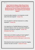 Union Pacific Air Brakes &vert;&vert; Most Recent Exam &NewLine;2026&sol;2027 Actual Complete Real Verified Exam &NewLine;Questions And Correct Answers &lpar;Verified Answers&rpar; &NewLine;Already Graded A&plus; &vert; Guaranteed Success&excl;&excl; Newest &NewLine;Exam&excl;&excl;&excl;