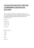 ACCUPLACER EXAM STUDY GUIDE 2026&NewLine;COMPREHENSIVE QUESTIONS AND&NewLine;SOLUTIONS