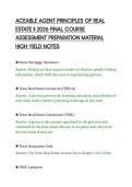 ACEABLE AGENT PRINCIPLES OF REAL&NewLine;ESTATE II 2026 FINAL COURSE&NewLine;ASSESSMENT PREPARATION MATERIAL&NewLine;HIGH YIELD NOTES