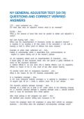 NY GENERAL ADJUSTER TEST &lpar;10-70&rpar; QUESTIONS AND CORRECT VERIFIED ANSWERS