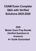 CSAM Exam Complete Q&A with Verified Solutions &lpar;2025&ndash;2026&rpar;&colon; Complete Study Guide & Practice Questions PDF