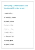 NIU Nursing 302 Abbreviations Exam Questions With Correct Answers 