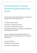 Nursing 302 MCQ test &ndash; Med Surg Nursing Exam Questions With Correct Answers