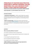 PRINCIPLES OF TAXATION EXAM PRACTICE QUESTIONS & VERIFIED ANSWERS &vert; SOLVED QUESTIONS &vert; TAX LAW & REVENUE STUDY GUIDE &vert; LATEST 2026 PDF DOWNLOAD