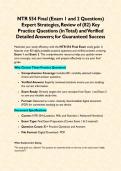 NTR 554 Final &lpar;Exam 1 and 2 Questions&rpar; Expert Strategies&comma; Review of &lpar;82&rpar; Key Practice Questions &lpar;in Total&rpar; and Verified Detailed Answers&semi; for Guaranteed Success&NewLine;&NewLine;&NewLine;