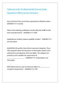 Cybersecurity Fundamentals Course Exam Questions With Correct Answers&period;