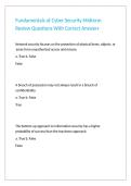 Fundamentals of Cyber Security Midterm Review Questions With Correct Answers&period;
