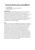 Evaluate the working memory model 8 marker Exam question