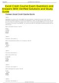 Excel Crash Course Exam Questions and Answers With Verified Solutions and Study Guide