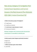 New Jersey Category 7C Fumigation Pest &NewLine;Control Exam Questions and Correct &NewLine;Answers &lpar;Verified Answers&rpar; Plus Rationale &NewLine;2026 Q&A&vert; Instant Download Pdf