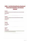 CRRN - Certified Rehabilitation Registered Nurse Exam Questions and Answers Updated