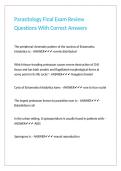 Parasitology Final Exam Review Questions With Correct Answers