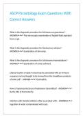 ASCP Parasitology Exam Questions With Correct Answers 