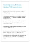 Parasitology Exam 1 &lpar;Dr&period; Sharp&rpar; Questions With Correct Answers 