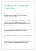Parasitology Exam 1 Questions With Correct Answers
