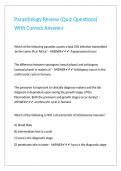 Parasitology Review &lpar;Quiz Questions&rpar; With Correct Answers 