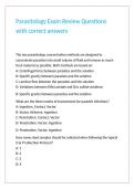 Parasitology Exam Review Questions with correct answers 