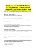 MORTGAGE LOAN ORIGINATOR REAL EXAM QUESTIONS & ANSWERS PDF NMLS SAFE MLO LICENSING TEST PREP&period;pdf&NewLine;&NewLine;