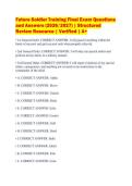 Future Soldier Training Final Exam Questions&NewLine;and Answers &lpar;2026&sol;2027&rpar; &vert; Structured&NewLine;Review Resource &vert; Verified &vert; A&plus;