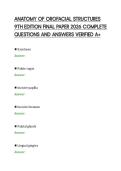 ANATOMY OF OROFACIAL STRUCTURES&NewLine;9TH EDITION FINAL PAPER 2026 COMPLETE&NewLine;QUESTIONS AND ANSWERS VERIFIED A&plus;