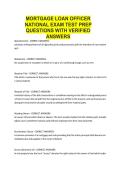 MORTGAGE LOAN OFFICER NATIONAL EXAM TEST PREP QUESTIONS WITH VERIFIED ANSWERS&period;