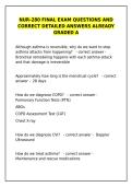 NUR-280 Final Exam &ndash; Graded A Questions & Detailed Answers&NewLine;&NewLine;