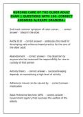 Nursing Care of the Older Adult Exam 1 &ndash; 100&percnt; Correct Answers &lpar;Graded A&plus;&rpar;&NewLine;&NewLine;