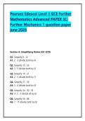 Pearson Edexcel Level 3 GCE Further Mathematics Advanced PAPER 3C&colon; Further Mechanics 1 question paper june 2026